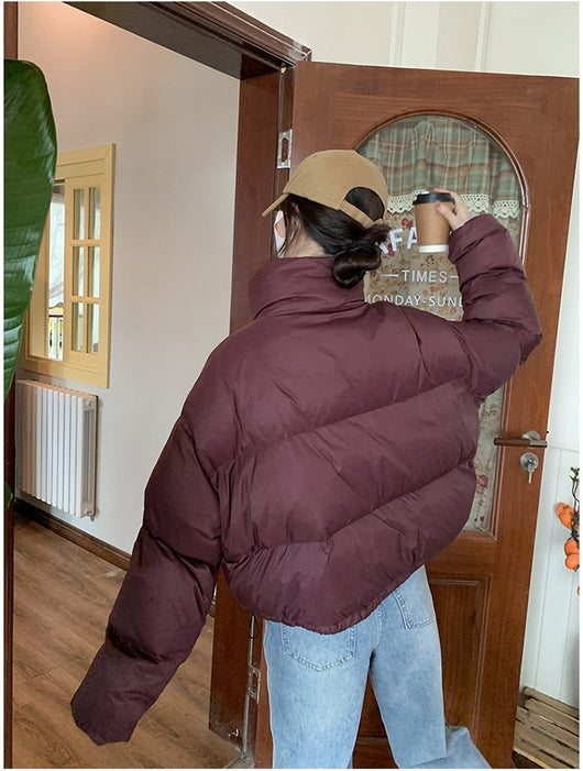 Chaqueta Acolchada Corta con Cuello Alto Estilo Americano para Mujer - Image 25