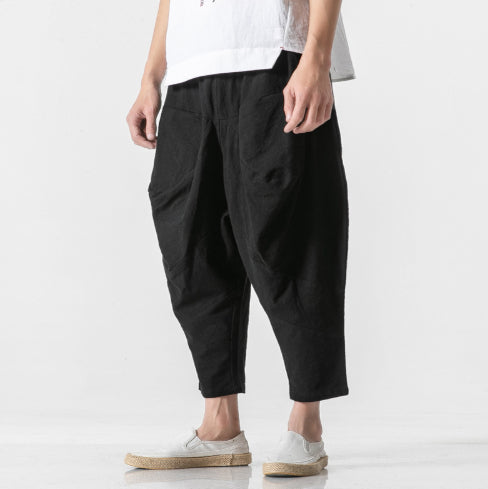 Pantalones Holgados de Algodón y Lino para Hombre - Image 14