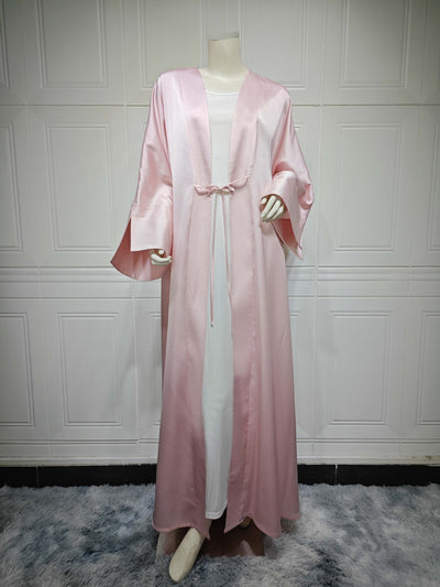 Vestido Abaya de Satén Suave - Moda Elegante Oriente Medio - Image 6