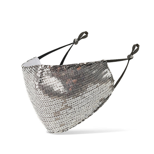 Green sequined adult face mask with adjustable black ear loops, designed for dust protection. - Image 4