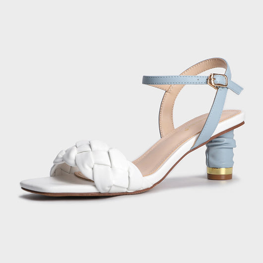 Sandalias de Tacón Alto con Punta Cuadrada y Tejido Artesanal - Image 5