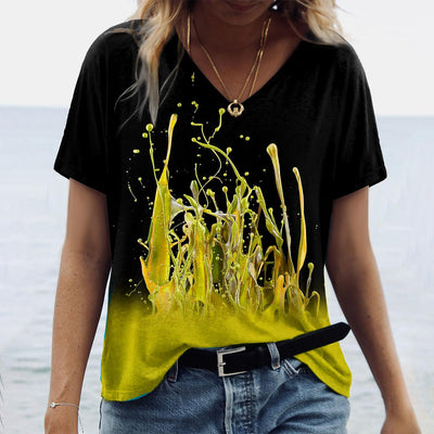 Blusa Cuello V con Estampado Abstracto para Mujer - Image 17