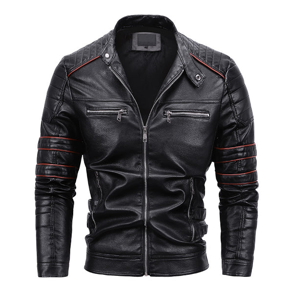 Chaqueta de Cuero para Motocicleta con Forro de Terciopelo Talla Grande - Image 5