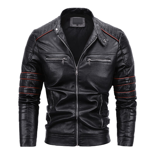 Chaqueta de Cuero para Motocicleta con Forro de Terciopelo Talla Grande - Image 5