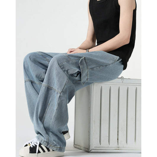 Pantalones Rectos con Pliegues y Paneles Laterales para Hombre - Image 6