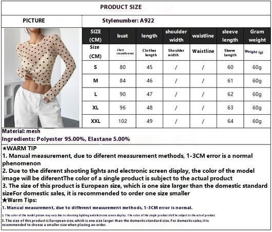 Playera Manga Larga Transparente con Puntos - Cuello Redondo Slim Fit - Image 7