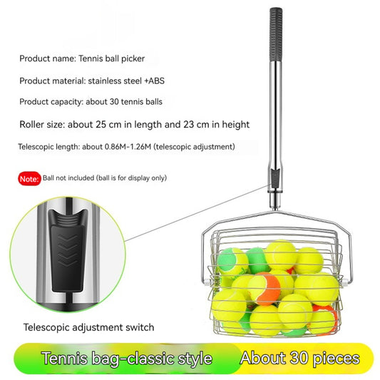 Recogedor de Pelotas de Tenis Acero Inoxidable Ajustable - Image 2