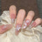 Uñas Postizas con Diseño Rosa y Listón