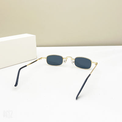 Black retro hip hop sunglasses with dark rectangular lenses and a sleek metal frame on a white background. - Image 13