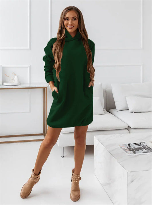 Vestido Largo Mujer con Capucha y Manga Larga - Diseño Minimalista - Image 9