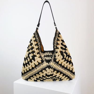 Bolso Tejido de Paja Artesanal con Contraste de Colores - Image 20