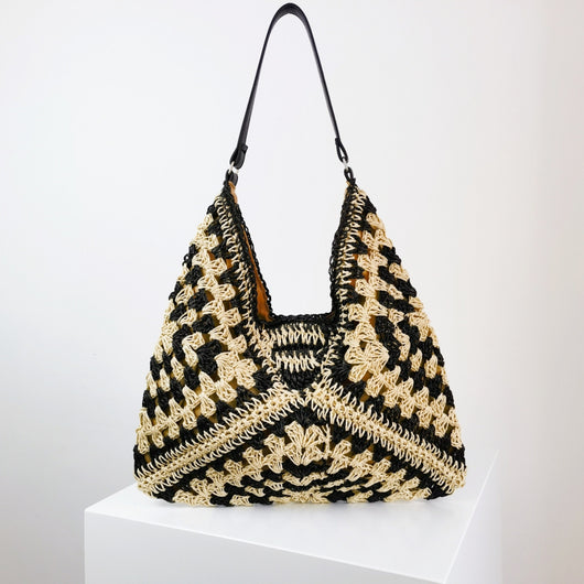 Bolso Tejido de Paja Artesanal con Contraste de Colores - Image 20