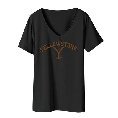 Playera Oversize Cuello V Estampado con Letras para Mujer - Image 5