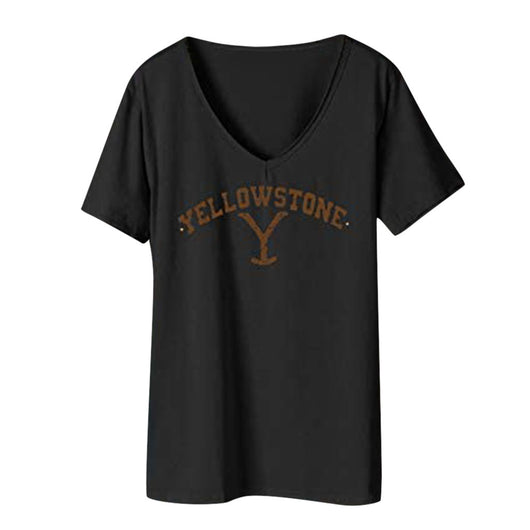 Playera Oversize Cuello V Estampado con Letras para Mujer - Image 5
