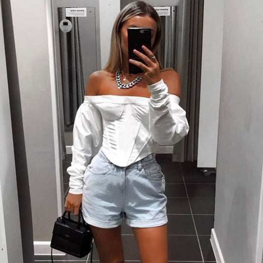 Blusa Larga Fuera del Hombro para Mujer - Estilo Urbano Elegante