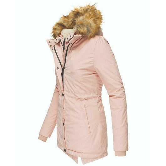 Chaqueta Slim Ajustada con Cuello de Pelaje Cálido y Cierre de Cremallera - Image 9