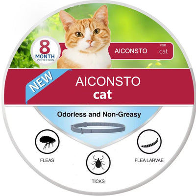 AICONSTO small dog insect repellent collar, gray, offering 8-month protection against fleas, ticks, lice, and flea larvae. - Image 3