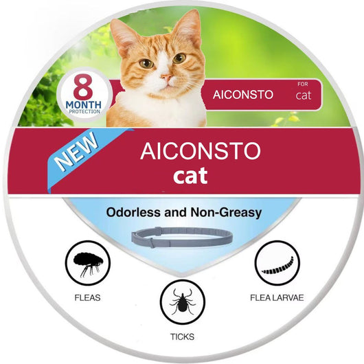 AICONSTO small dog insect repellent collar, gray, offering 8-month protection against fleas, ticks, lice, and flea larvae. - Image 3