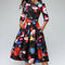 Vestido Navideño Estampado Cuello Redondo Slim