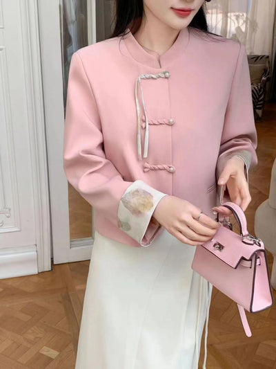 Abrigo Corto Mujer Estilo Hanbok con Botones de Rana - Primavera Otoño - Image 11