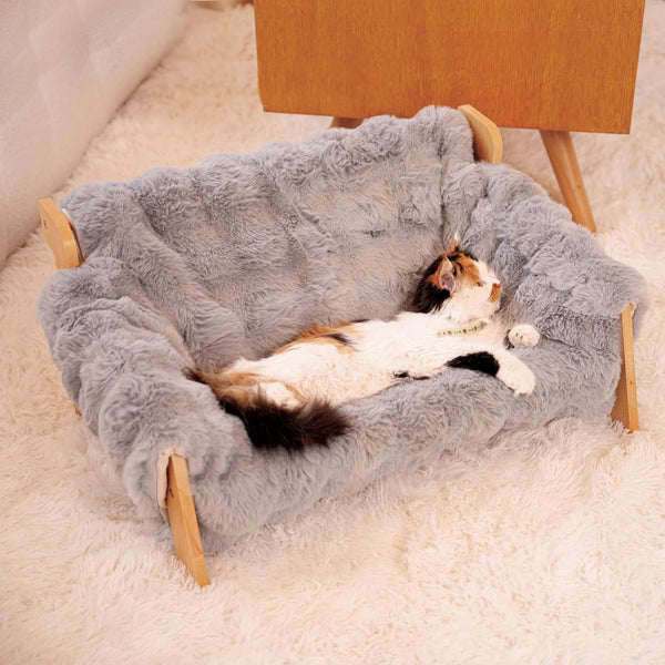 Sofá Cama para Gatos de Madera - Uso Todo el Año con Funda Removible