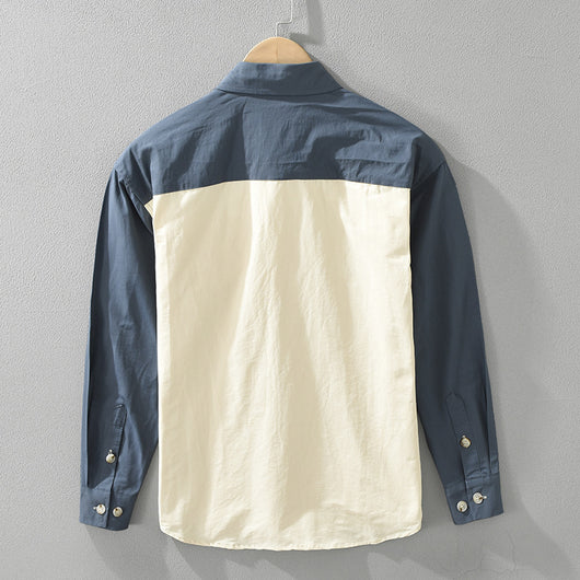 Camisa de Manga Larga con Costuras Retro para Hombre - Image 2