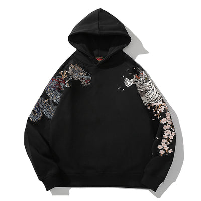 Sudadera con Capucha Dragón Tigre Bordada - Image 11
