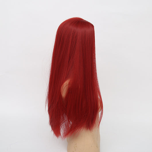 Peluca Larga Roja Vino Cabello Liso Punto Medio Fibra Sintética - Image 6