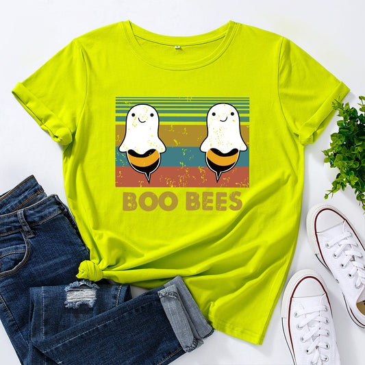 Camiseta Holgada para Mujer Cuello Redondo Manga Corta Creativa