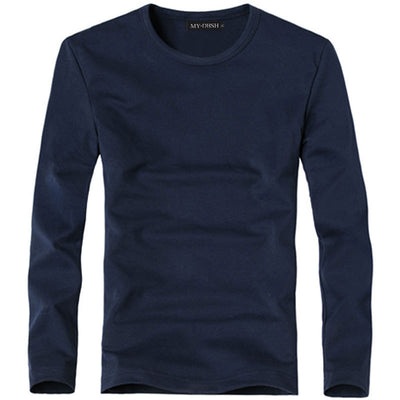 Camiseta Slim Fit Hombre Colores Sólidos Primavera Otoño - Image 22