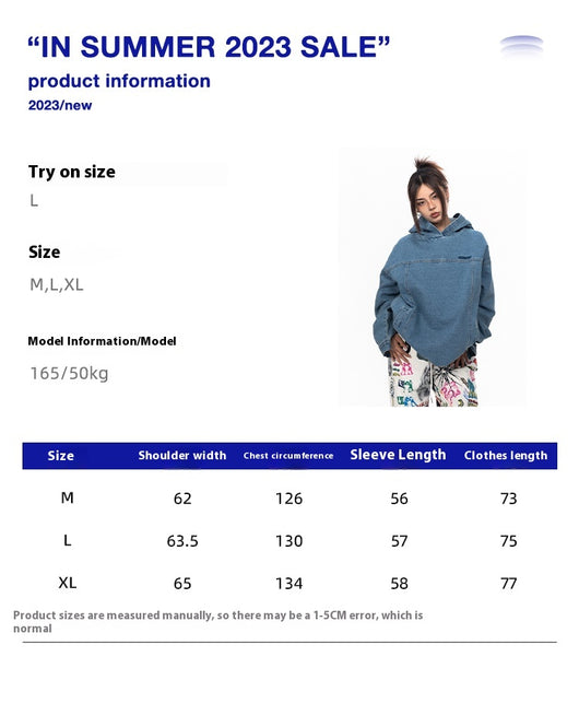 Sudadera Denim Oversized Vintage Lavado Retro - Image 6
