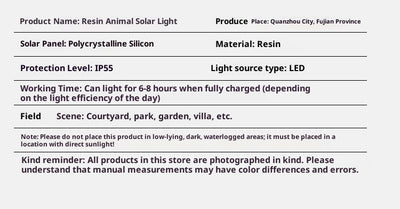 Lámpara Solar Decorativa con Forma de Animal para Jardín - Image 14