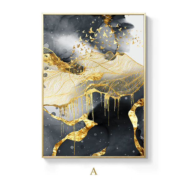 Pósters de Arte Mural Blanco y Negro con Dorado - Image 3