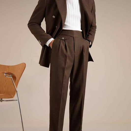 Pantalón de Vestir Clásico con Doble Pliegue - Corte Recto y Cómodo