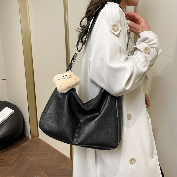 Bolsa Retro para Mujer de Gran Capacidad en Colores Sólidos