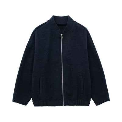 Camisa de Cuero Minimalista Otoñal con Cuello Alzado y Cierre de Cremallera - Image 7