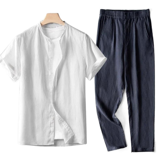 Traje Tang Lino Manga Larga Estilo Retro para Hombre - Image 2