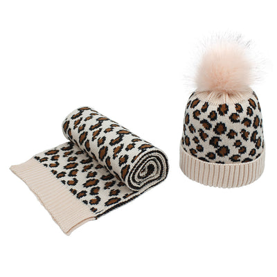 Conjunto de Gorro y Bufanda Estampado Leopardo para Otoño e Invierno - Image 5