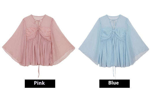 Blusa Chiffon Elegante con Mangas Volantes Mesh de Alta Calidad - Image 12