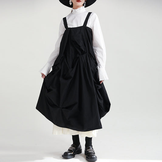 Vestido Vintage Sin Mangas Bloques de Color Negro y Blanco