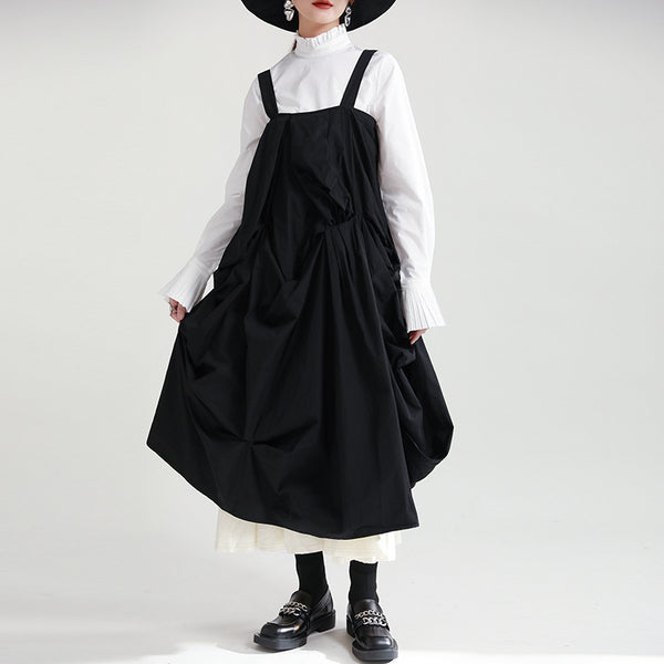 Vestido Vintage Sin Mangas Bloques de Color Negro y Blanco