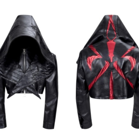 Chaqueta de Cuero para Hombre Rojo Otoño con Costuras Reforzadas
