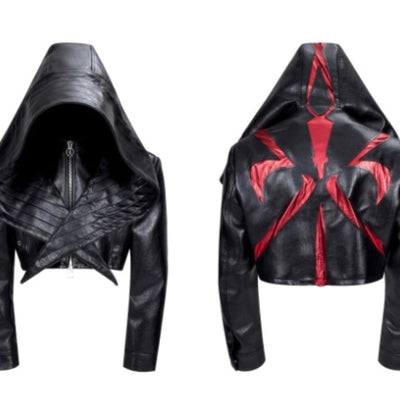 Chaqueta de Cuero para Hombre Rojo Otoño con Costuras Reforzadas