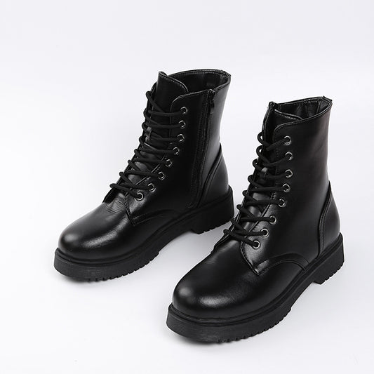 Botas Cortas Estilo Británico con Tacón Grueso y Cierre Lateral para Mujer - Image 2