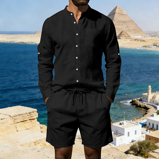 Conjunto de Camisa y Shorts de Lino para Hombre - Image 27