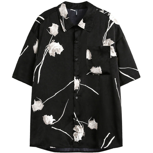 Camisa Casual de Manga Corta Rosa para Hombre - Image 13