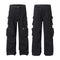 Pantalón Cargo Denim Lavado Industrial con Múltiples Bolsillos
