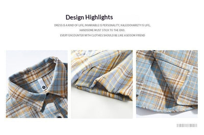 Camisa Casual de Cuadros para Hombre - Manga Corta - Image 14