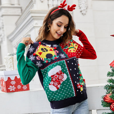 Suéter Navideño Mujer con Diseño de Copos de Nieve - Estilo Europeo