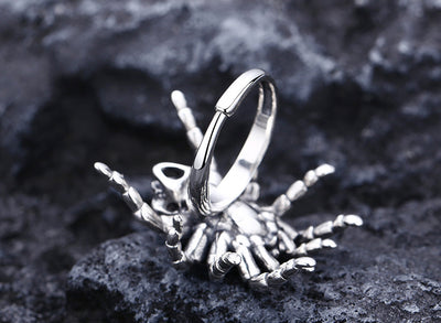 Anillo de Calavera Araña en Plata 925 Pulida - Image 8